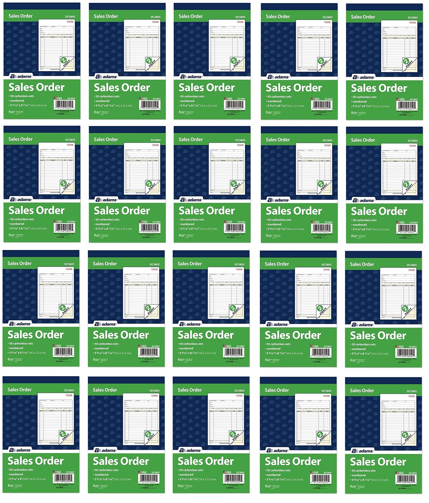 Adams DC5805 Sales Order Book 2-Part Carbonless White Canary 50 Sets