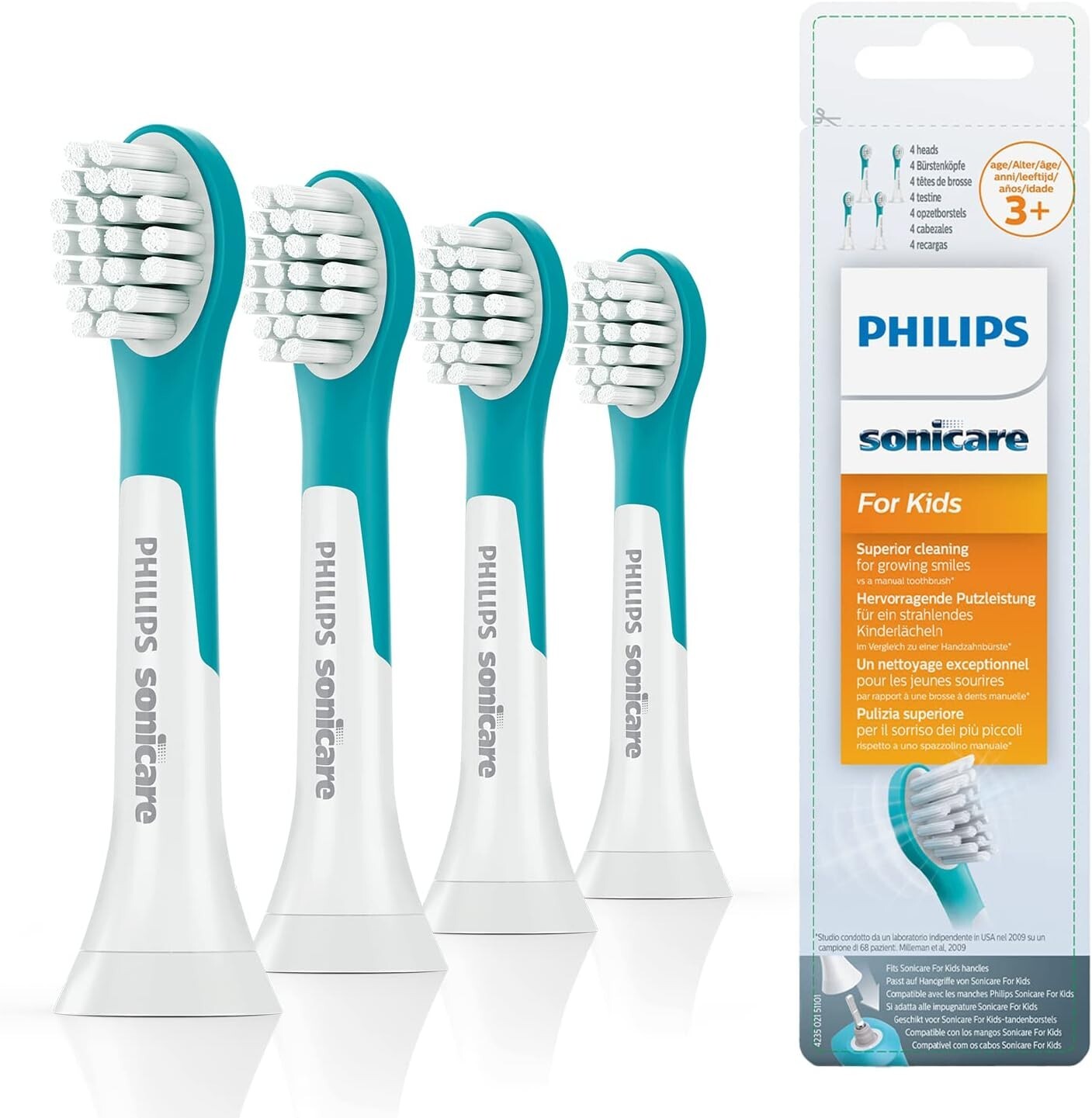 4x Pack Replacement Toothbrush Heads for Philips Sonicare Kids 3+Years