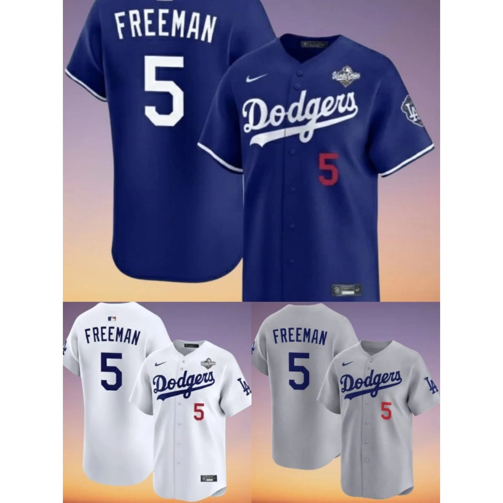 Men\'s Dodgers #5 Freddie Freeman 2025 world series jersey all