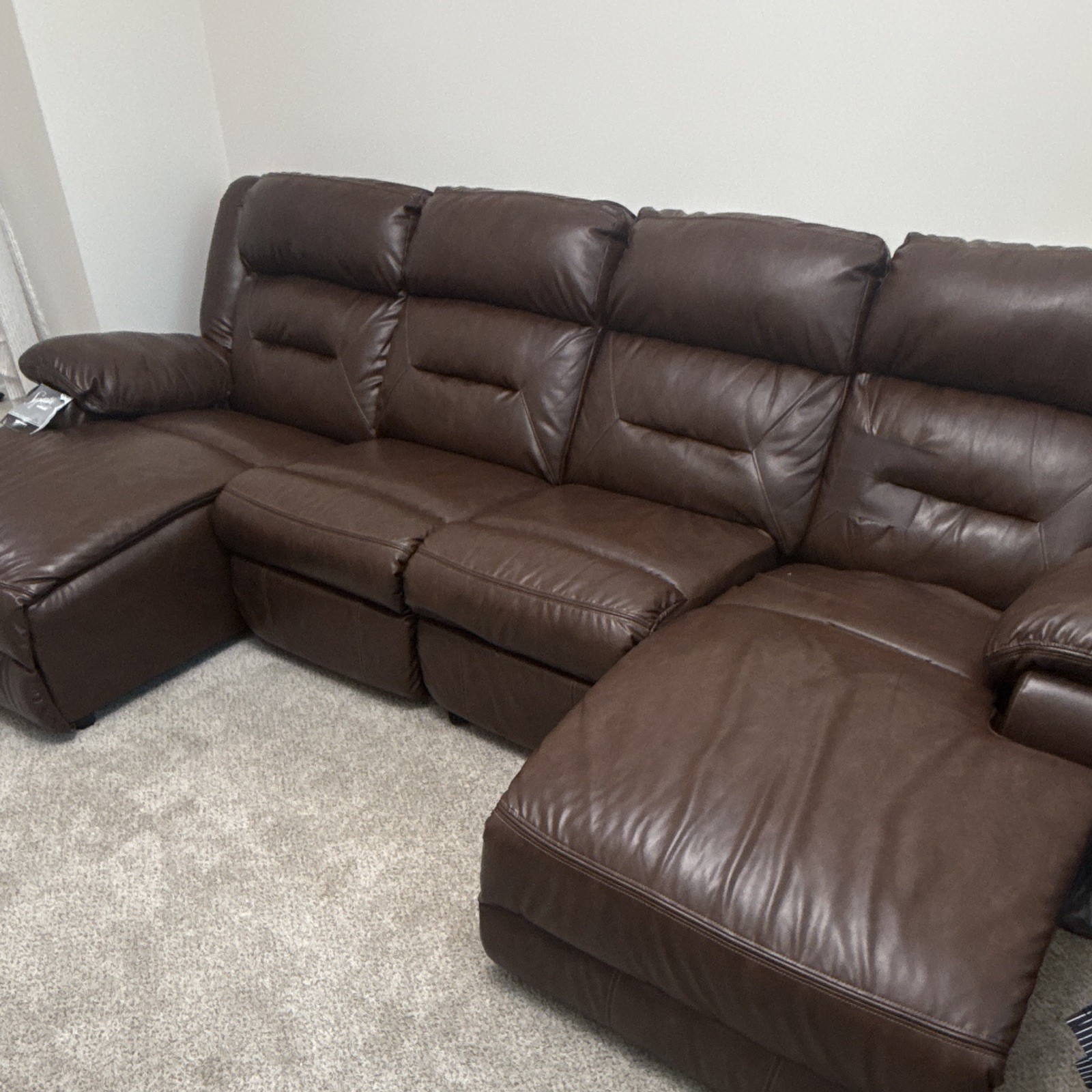 Ashley Furniture Signature Design Manual Reclining Double Chaise Sectional Brown