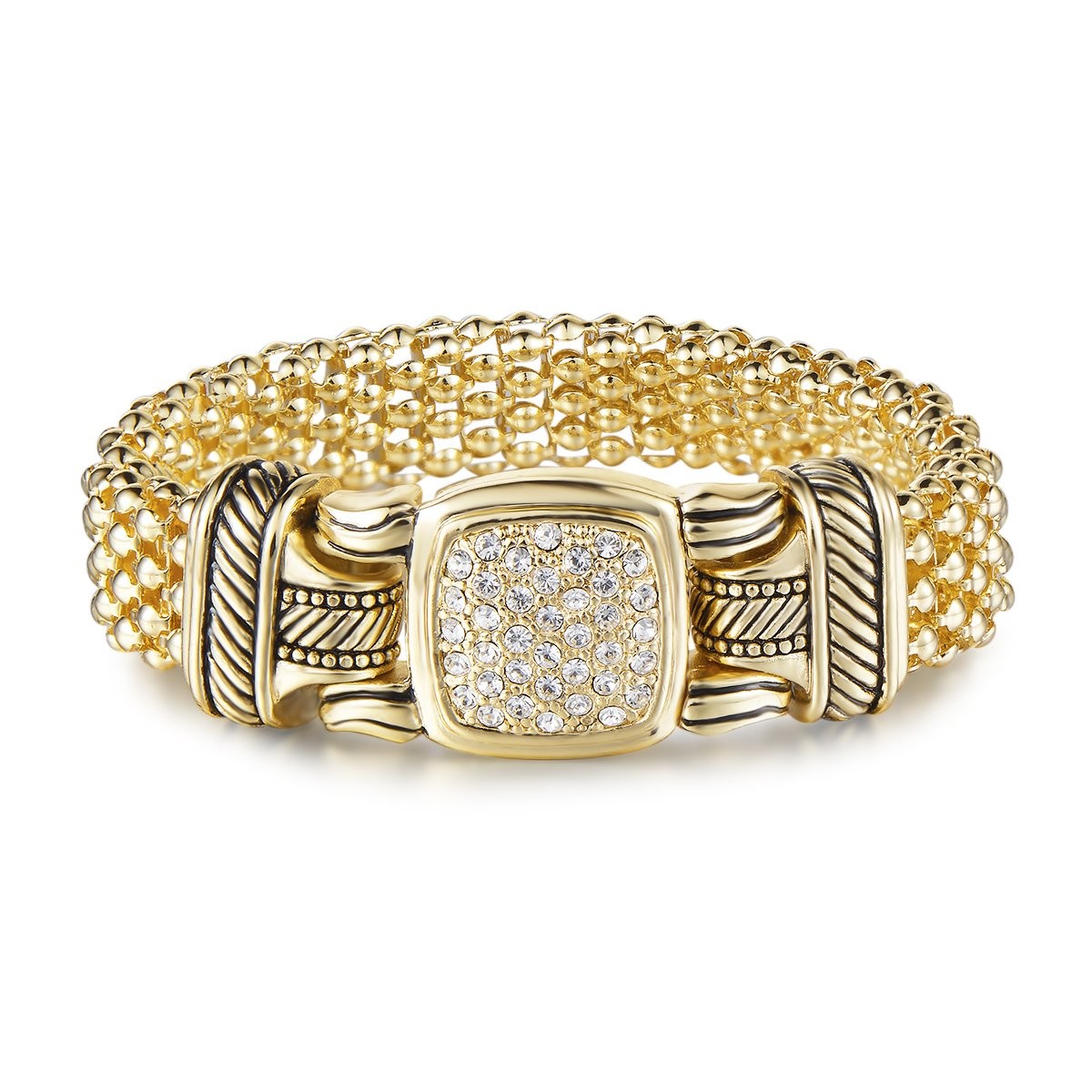 Pave Crystals Designer Inspired Statement Popcorn Chain Bracelets Women Jewelry Pave Crystals Designer Inspired Statement Popcorn Chain Bracelets Women Jewelry