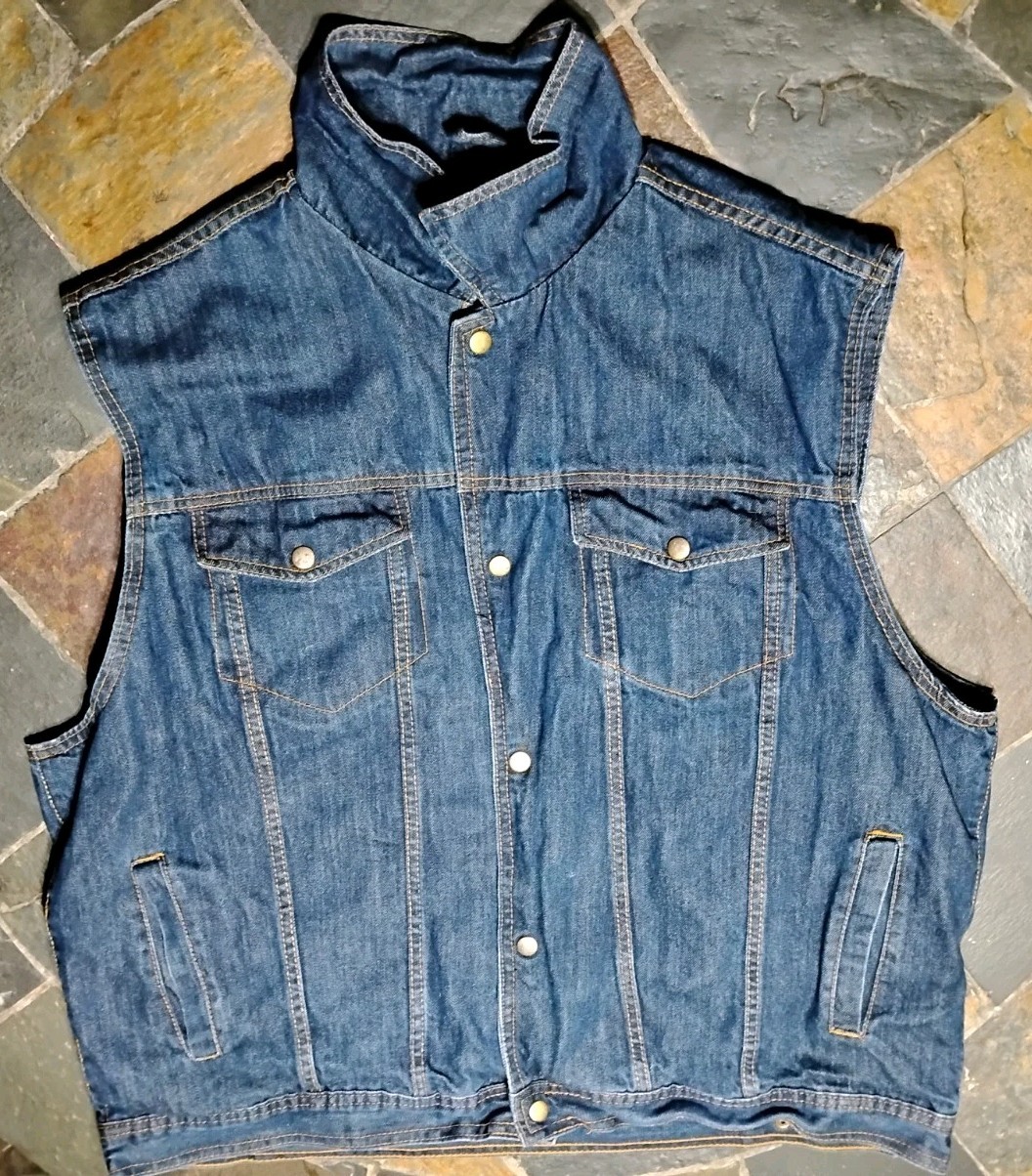 Vance Biker Wear Denim Motorcycle Vest Men\'s Size 4XL Blue Concealed Carry Mesh
