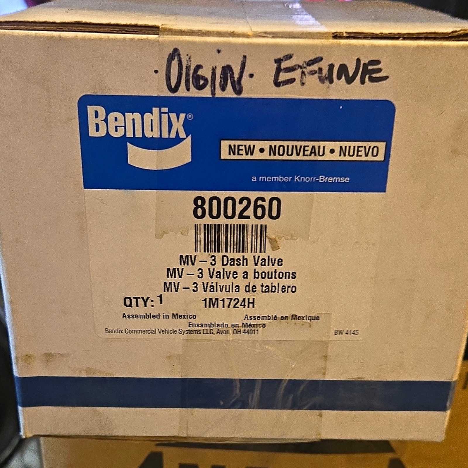 Bendix 800260 Mv 3® Air Brake Manifold Control Dash Valve   New