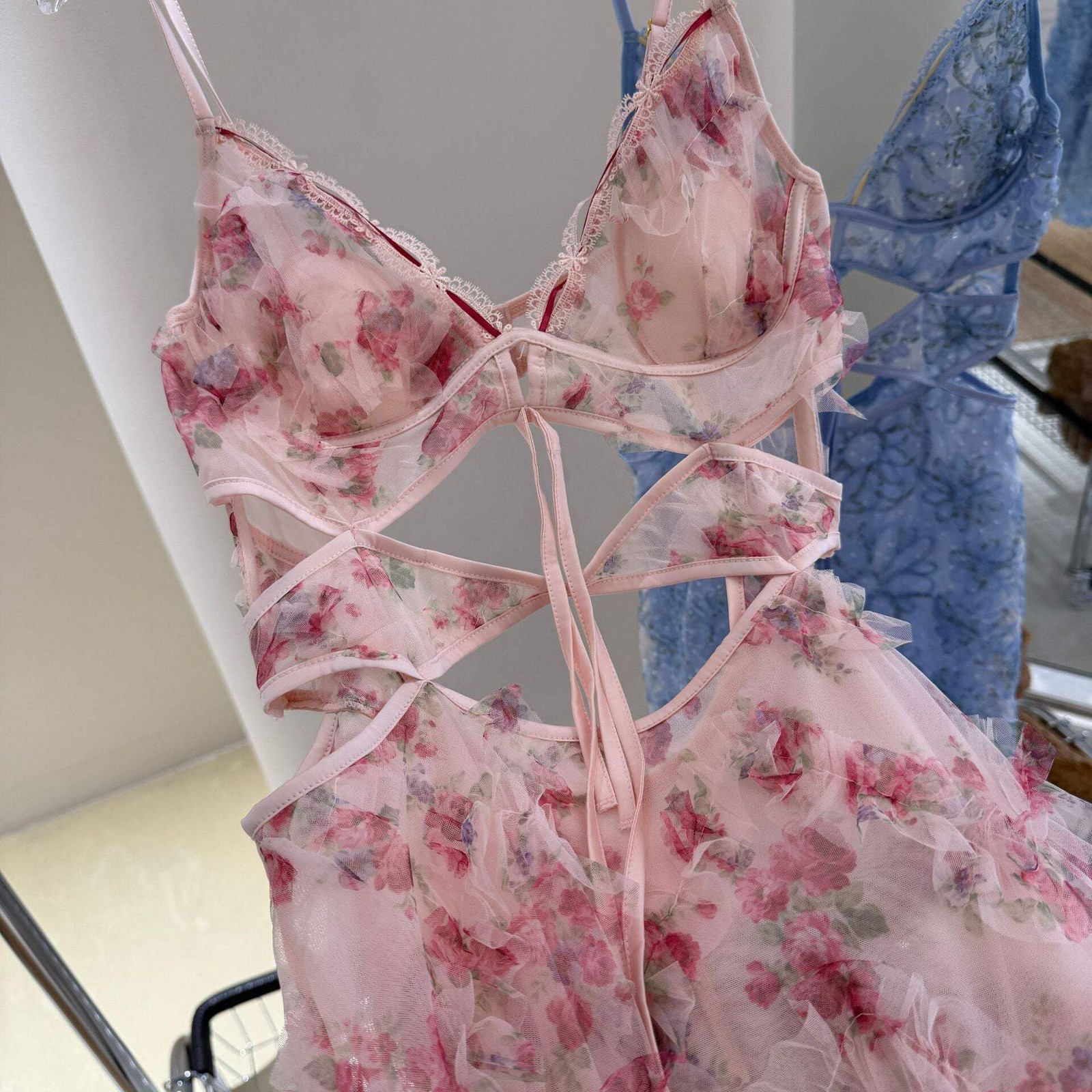 Pajamas for Women 2025 New Sexy Pure Lust with Breast Pads, Suspenders, Mesh Nig