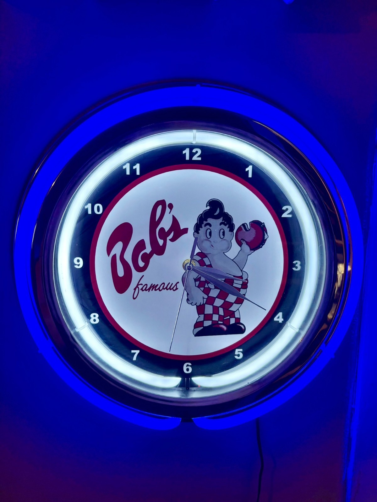 Bob's Big Boy Restaurant Diner Kitchen Neon Style LED Clock Advertising Sign Bob's Big Boy Restaurant Diner Kitchen Neon Style LED Clock Advertising Sign