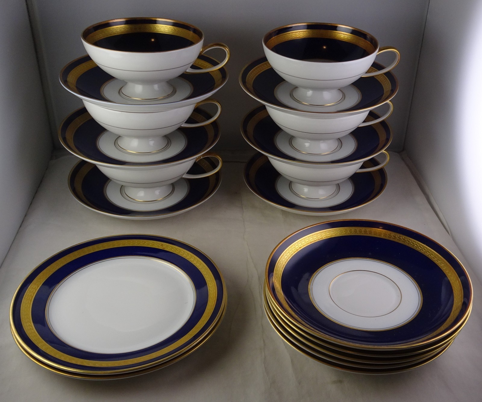 Rosenthal Cobalt Eminence - 6 Cup & Saucer Sets, 2 Bread Plates + Exc. Cond.