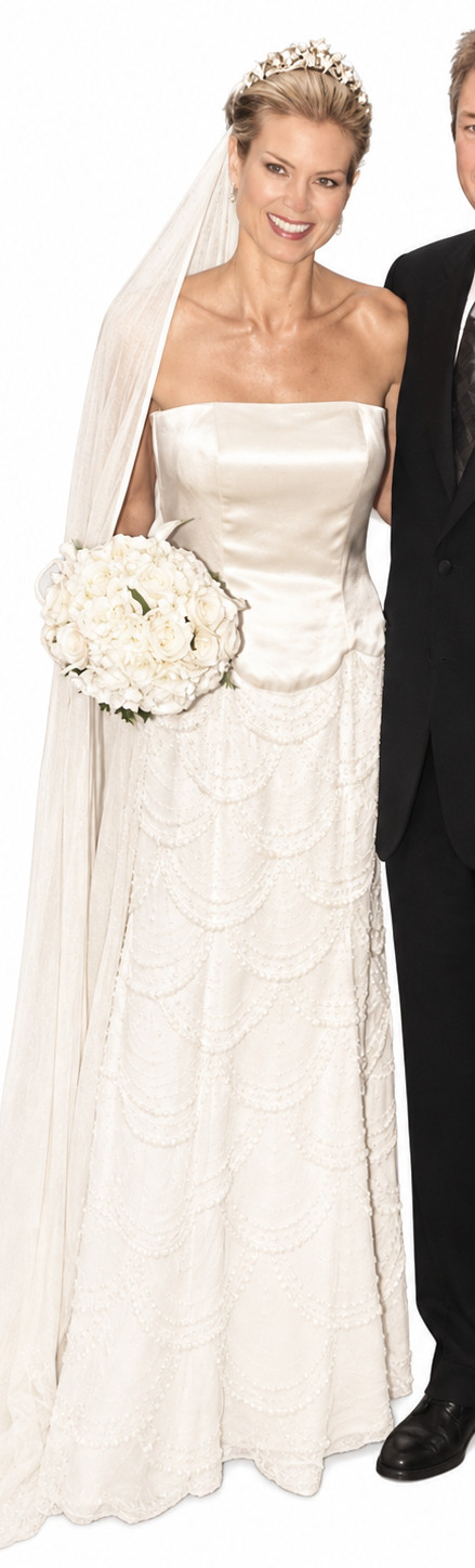 Stephen Yearick Couture 100% Silk Pearl-Draped Wedding Gown, Size 6, Ivory, 2000 Stephen Yearick Couture 100% Silk Pearl-Draped Wedding Gown, Size 6, Ivory, 2000