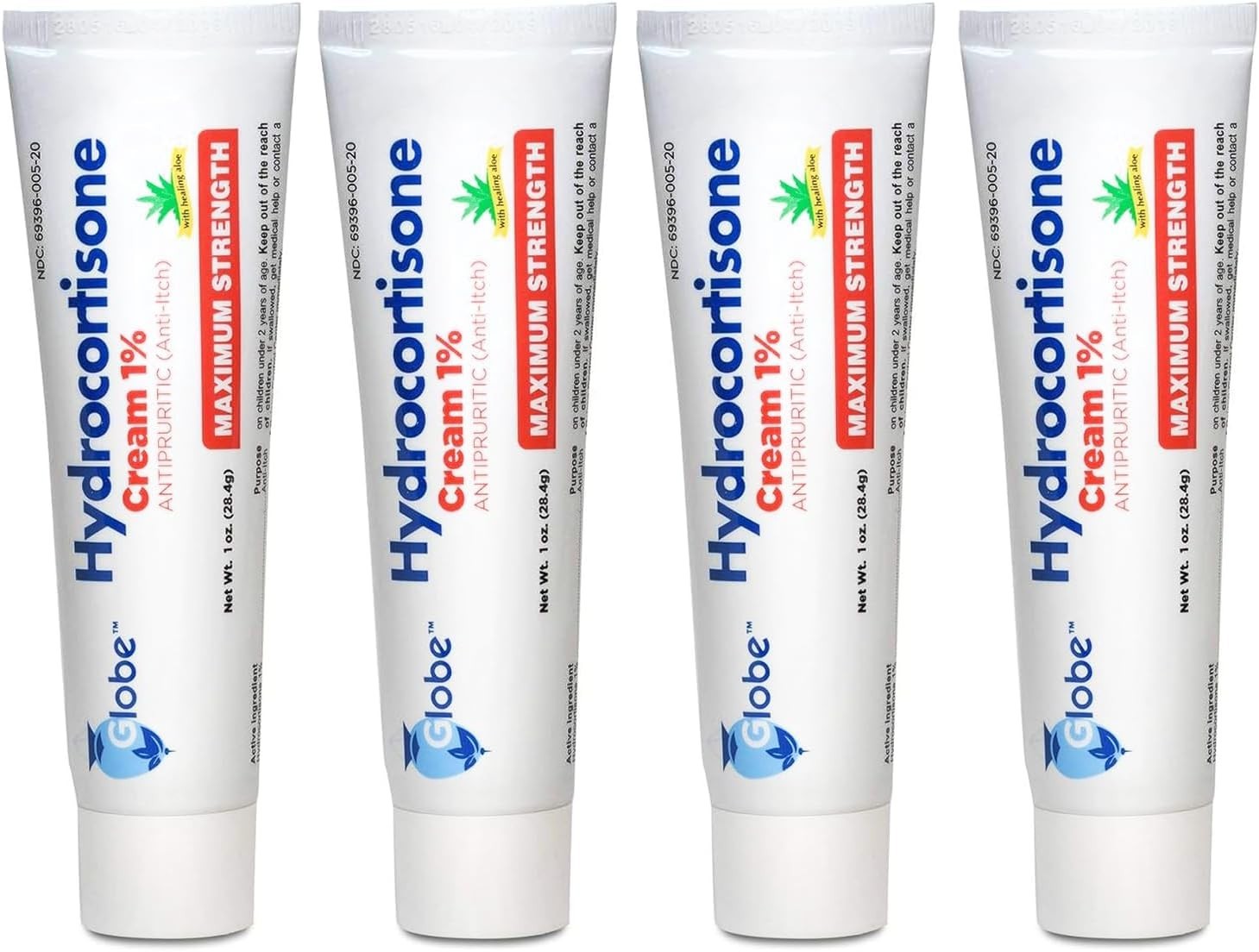 (4 Pack) Hydrocortisone Maximum Strength Anti-Itch Cream 1% W/Aloe, Intensive Fo