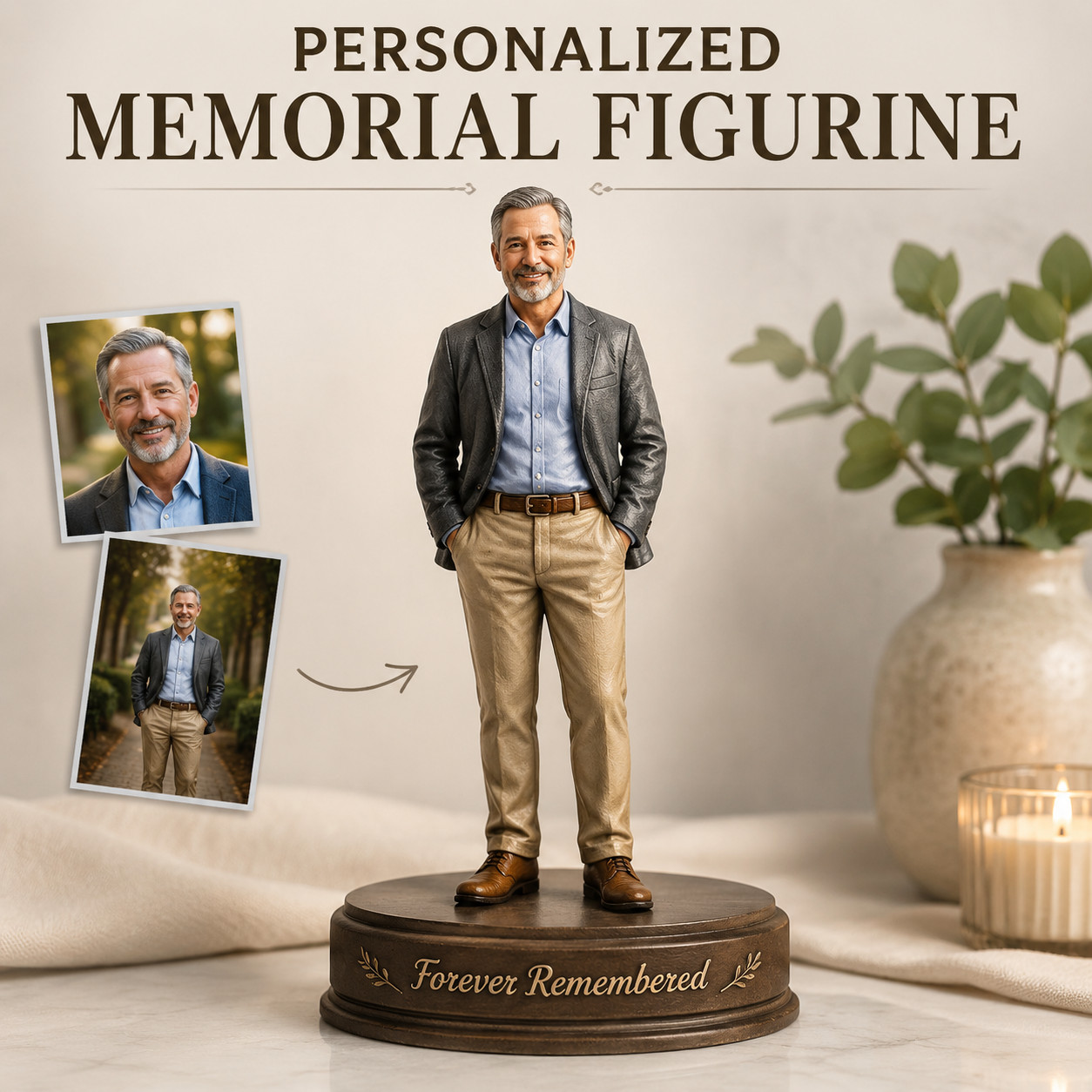 Personalized Memorial Resin Figurine From Photo Hand Painted Keepsake