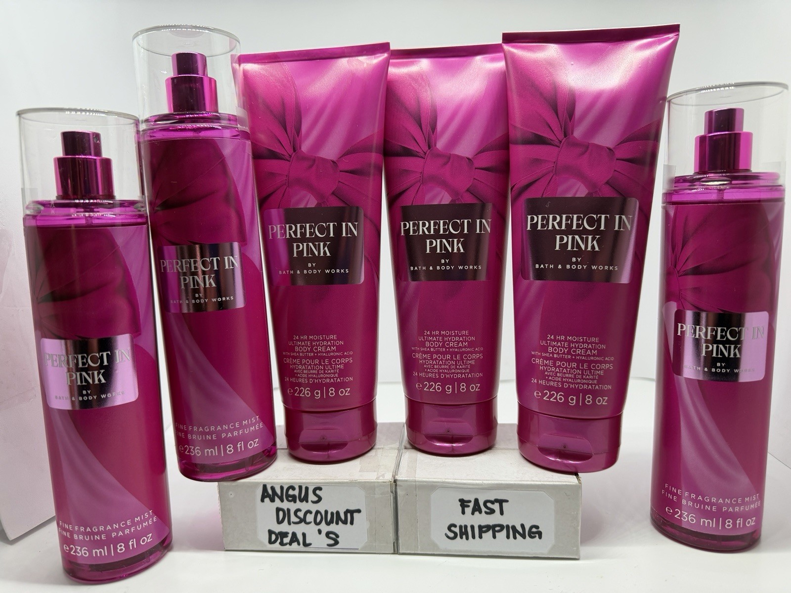 Bath & Body Works 6PCS PERFECT IN PINK Body MIST & HYDRATION BODY CREAM, 8oz. Bath & Body Works 6PCS PERFECT IN PINK Body MIST & HYDRATION BODY CREAM, 8oz.