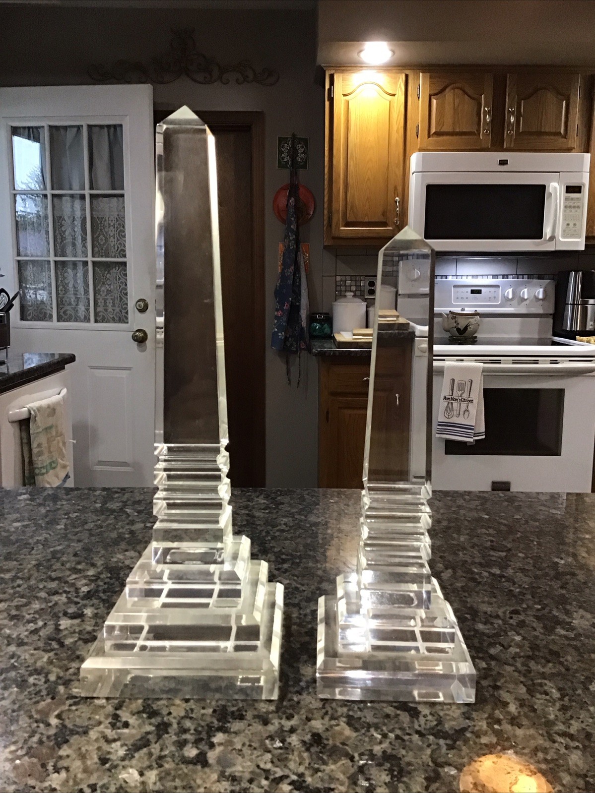 Vintage PAIR MCM Herb Ritts Lucite Acrylic Astrolite Obelisk Pyramid Sculptures