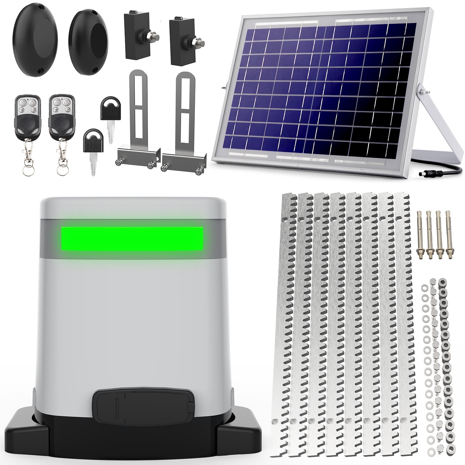 Blütezeit Automatic Sliding Gate Opener 1400LB Solar Powered/WiFi/Backup Battery
