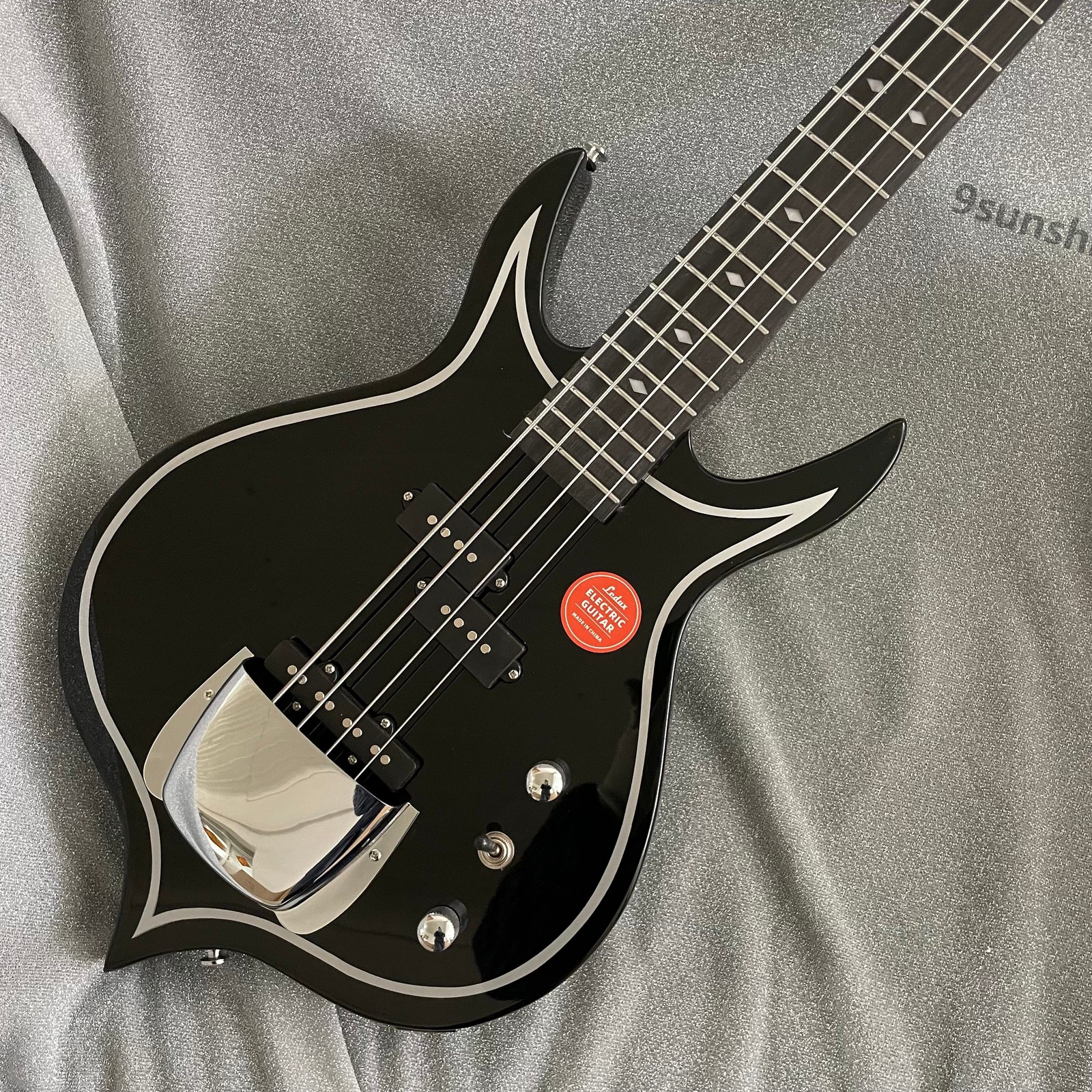 Black Gene Punisher Electric Bass Guitar 4 String  Chrome Parts fast ship