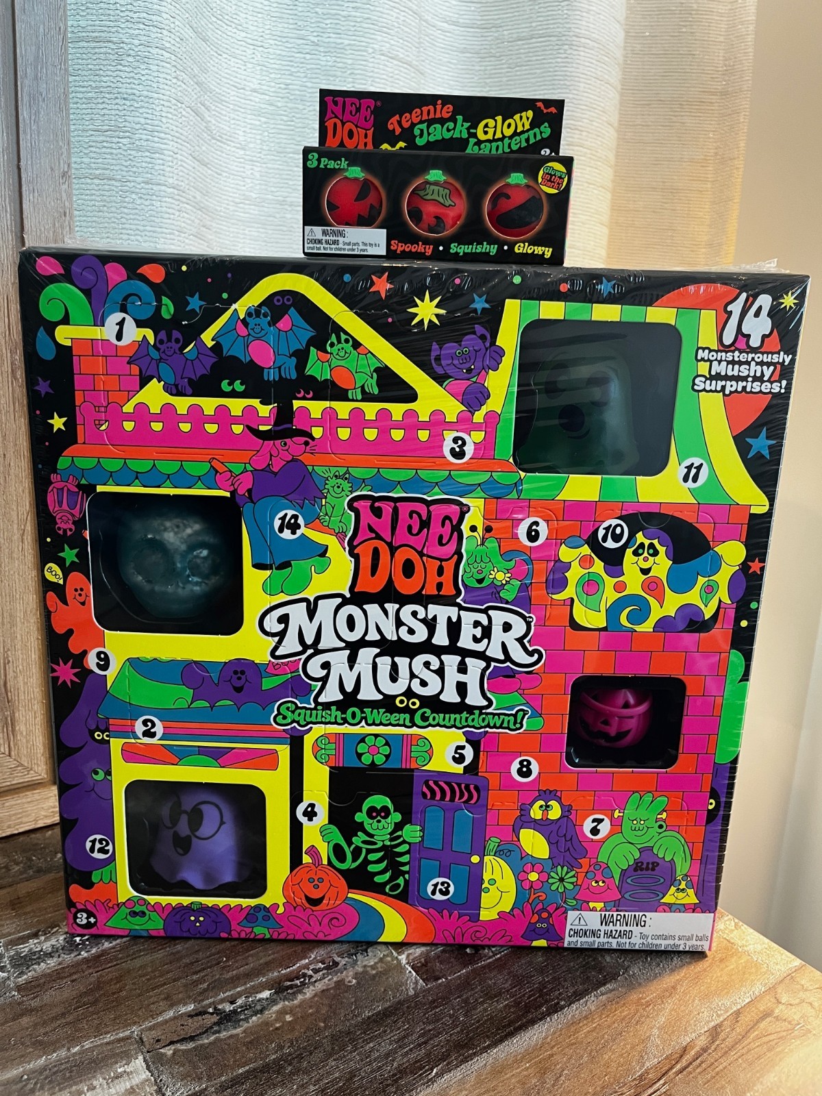 🎃 NeeDoh Halloween Bundle–Monster Mush Countdown + Teenie 3pc Jack Glow Lantern
