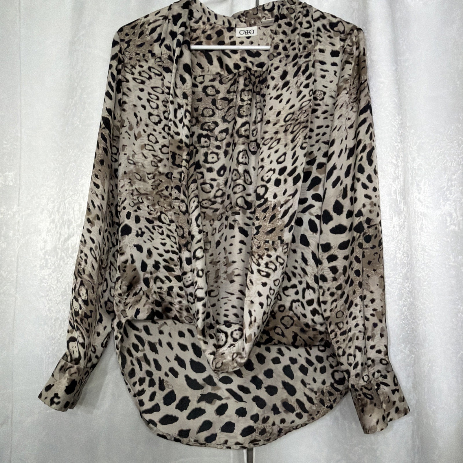 Cato Satin long sleeve V Neck Casual Tops animal print Cato Satin long sleeve V Neck Casual Tops animal print