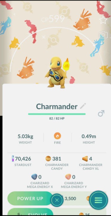 Pokémon Go✨ Shiny Charmander wearing Friede\'s goggles Background✨ - Mini PTC