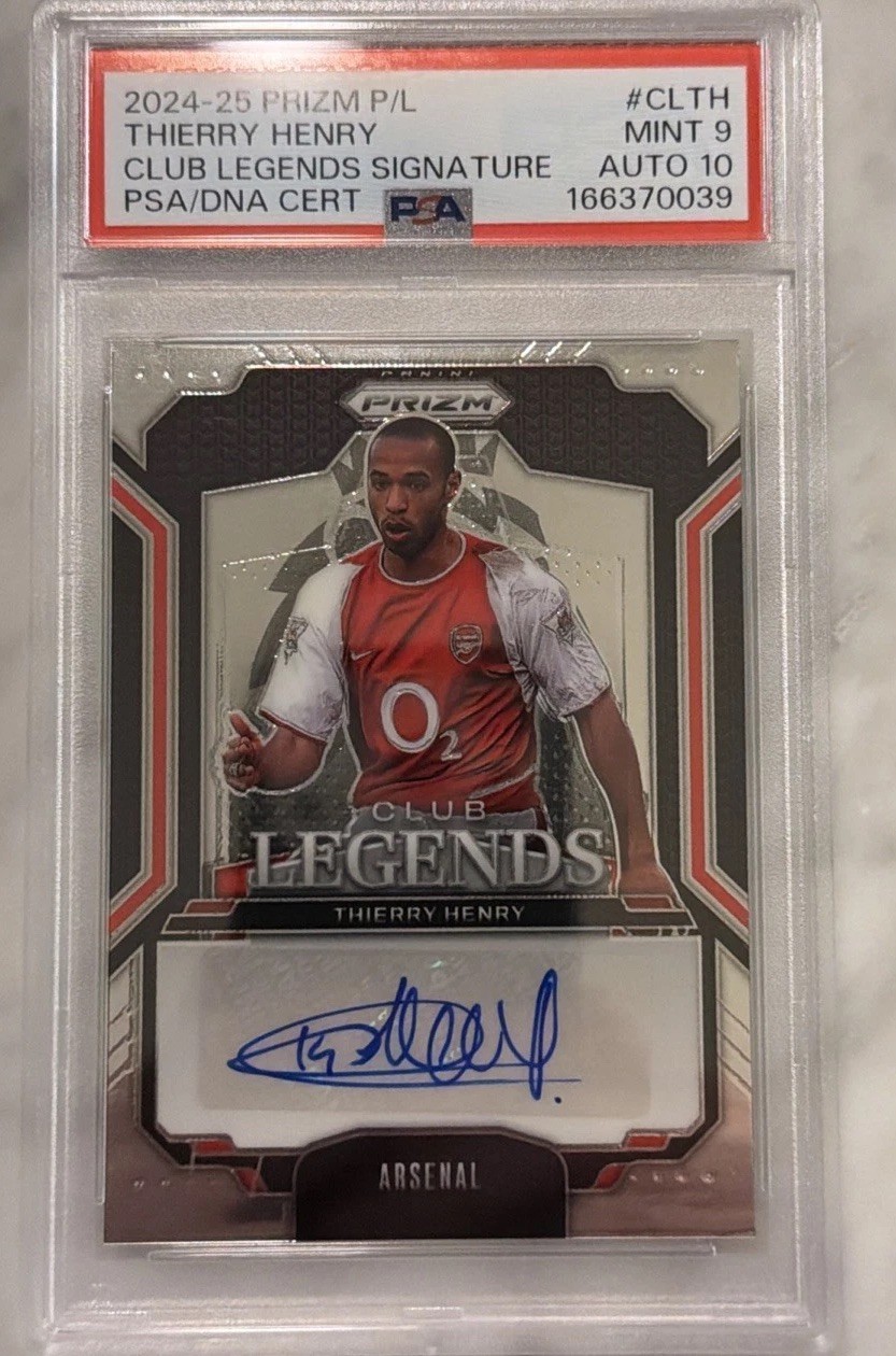 2024-25 Prizm Premier League Club Legends Signatures Thierry Henry PSA 9 AUTO 10