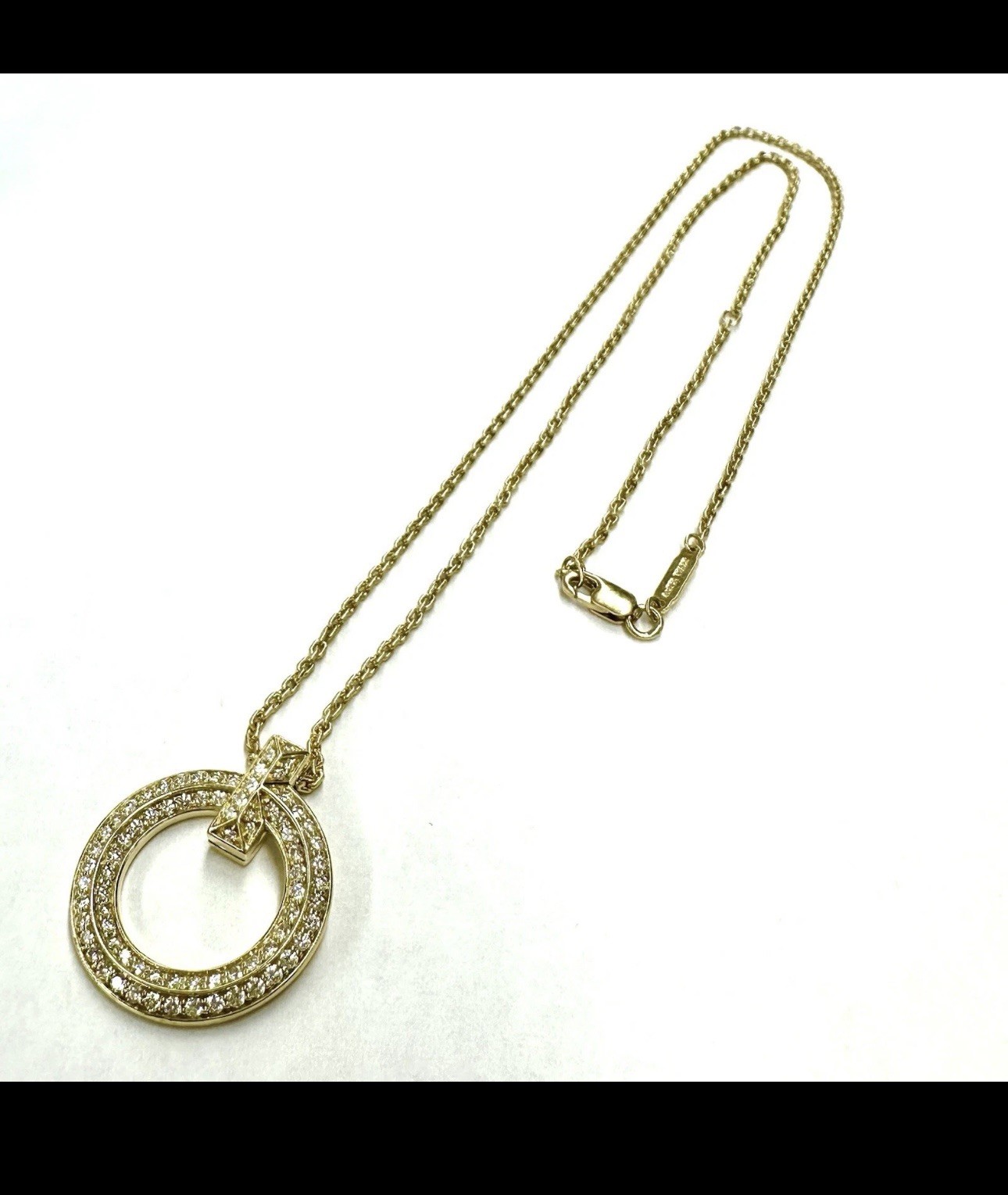 Genuine Tiffany & Co. Necklace T1 Circle Pendant 0.65ctw Diamond 18K Yellow Gold