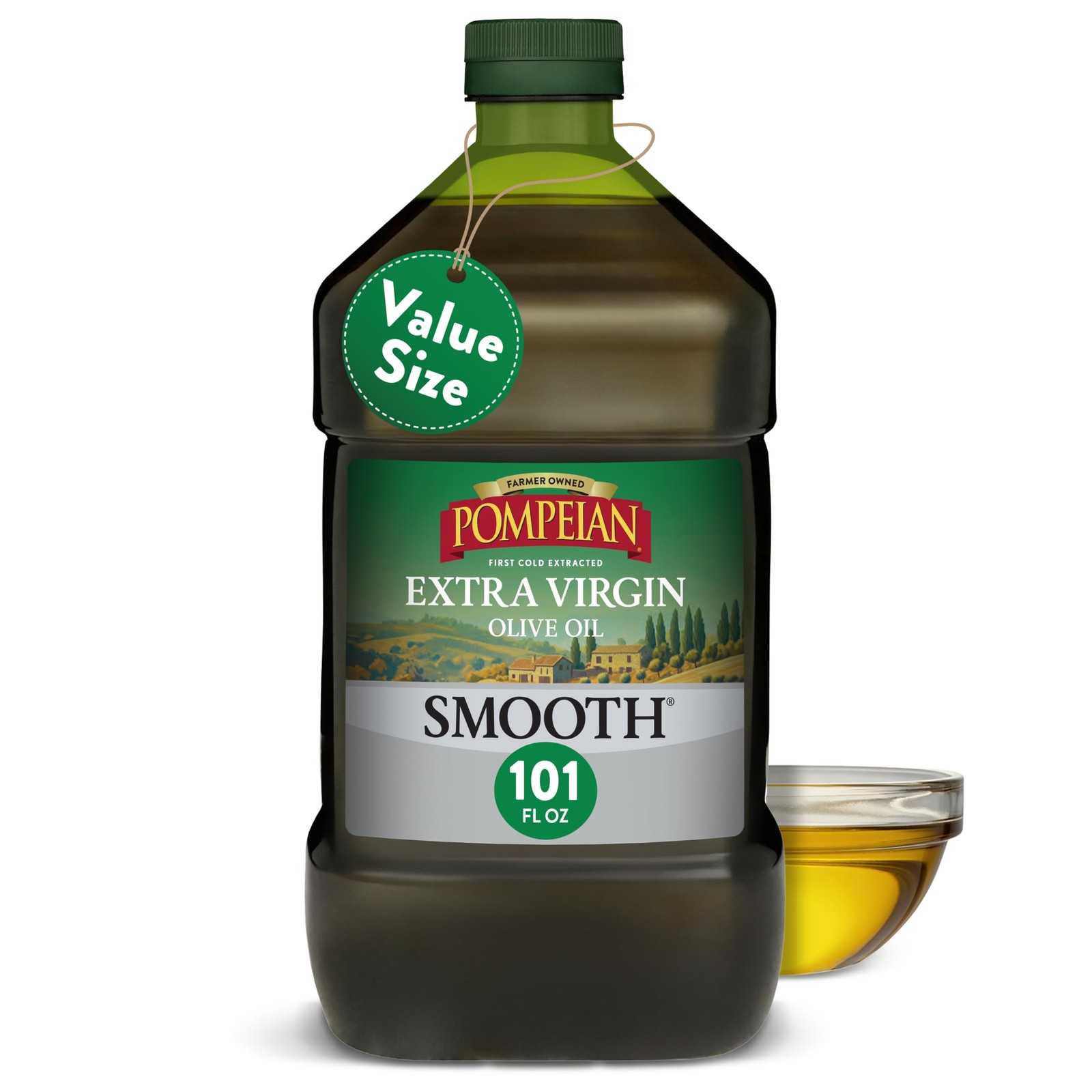 Pompeian Smooth Extra Virgin Olive Oil - 101 fl oz (3L  101 Fl Oz (Pack of 1)