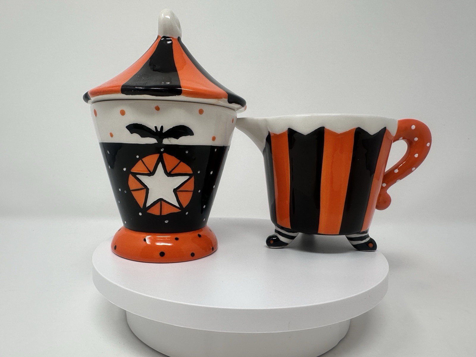 Johanna Parker Carnival Cottage Halloween Creamer & Sugar NEW IN BOX