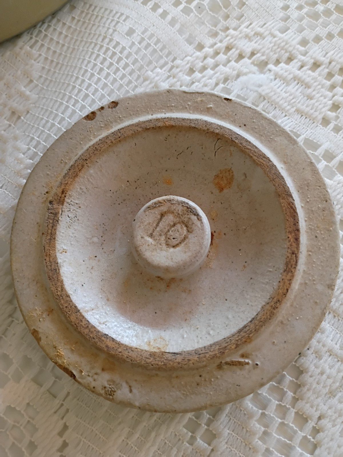 Antique Stoneware glazed Crock with Lid, 3 gallon. #10 on lid. 8