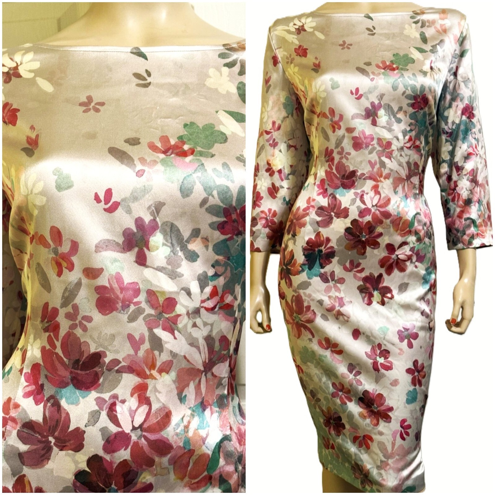 Gorgeous St John Silk Pink Floral Dress sz 12 Gorgeous St John Silk Pink Floral Dress sz 12