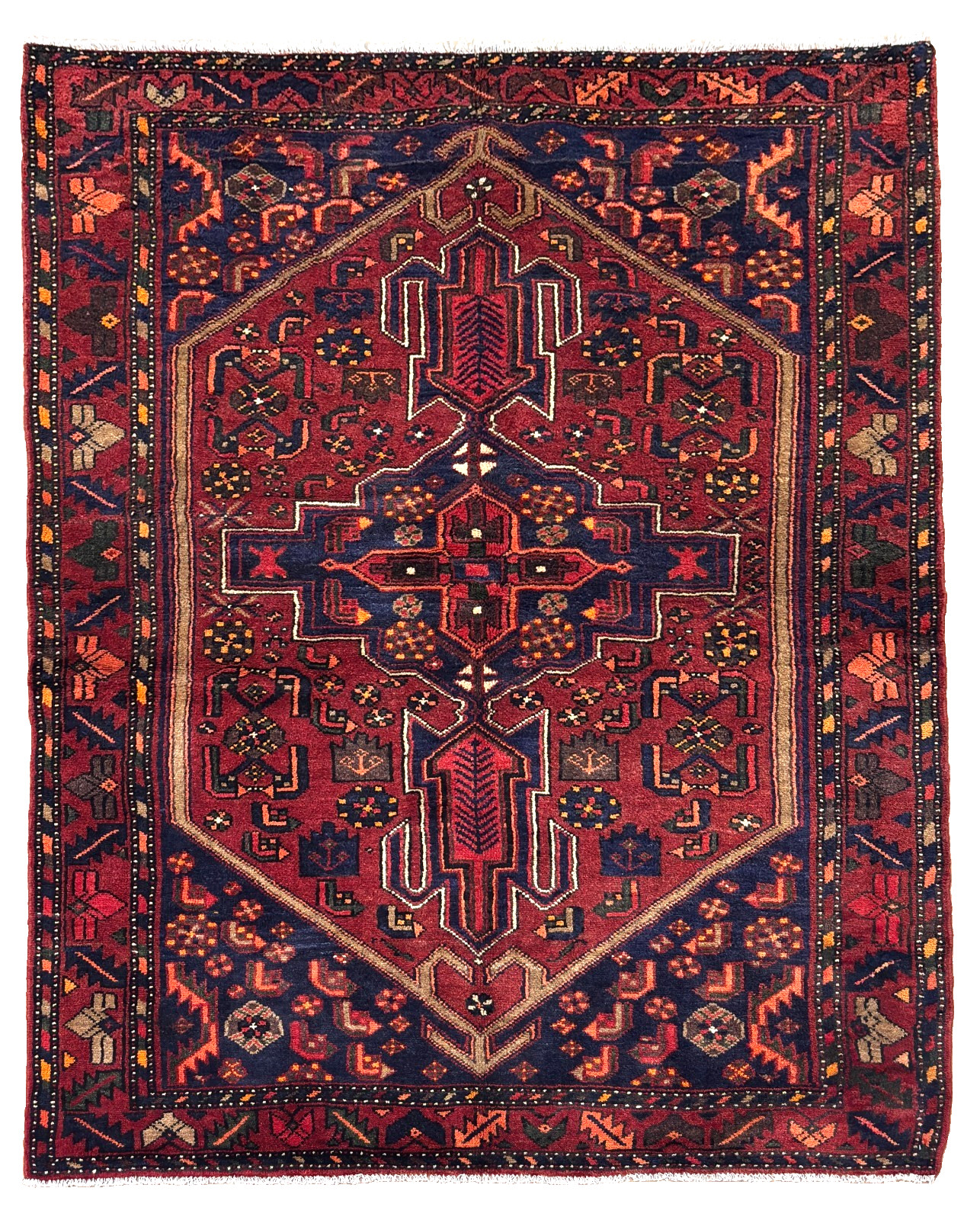 5x7 Vintage Zanjan Tribal Geometric Hand Knotted Wool Oriental Area Rug Boho