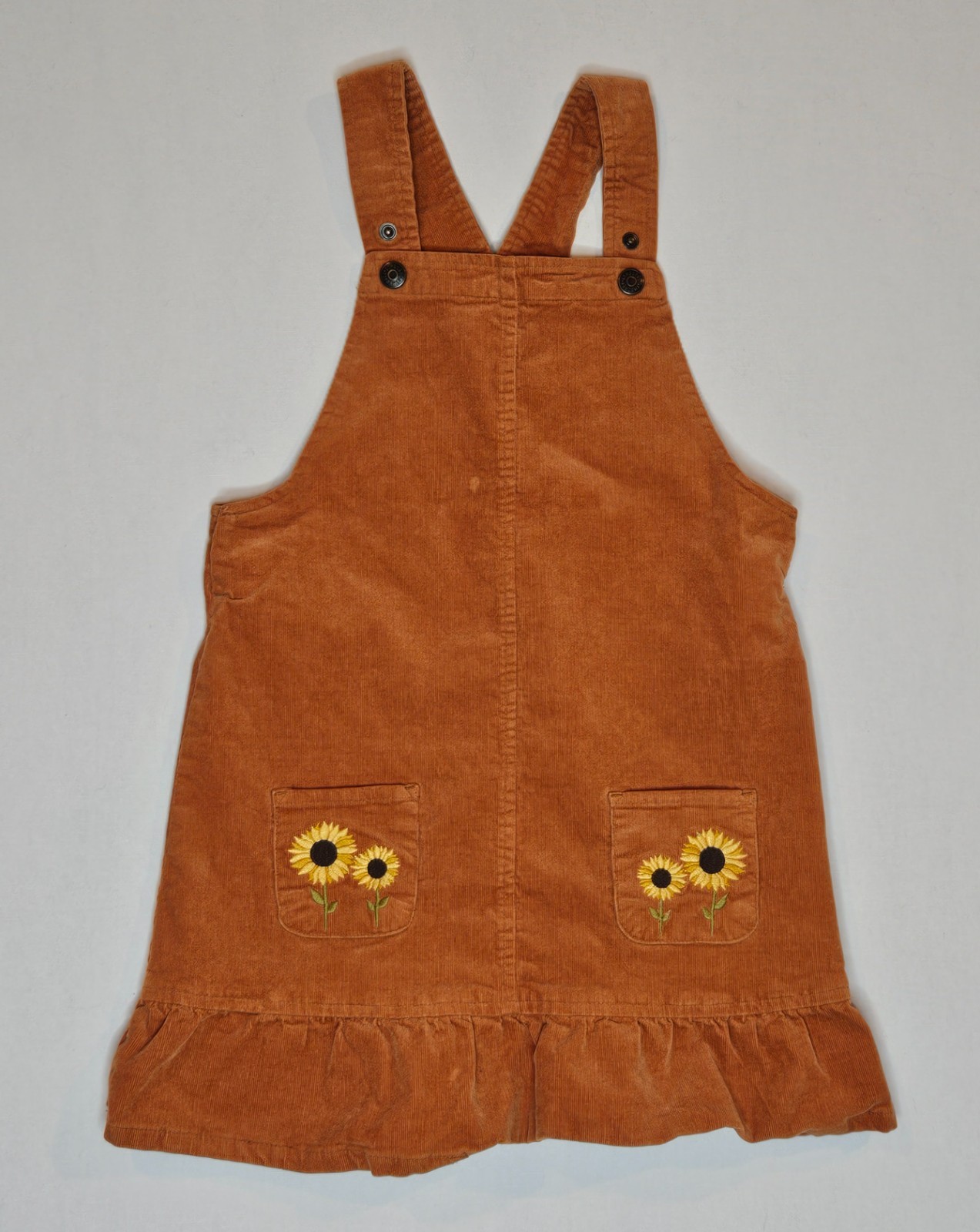 Gymboree Girls Corduroy Jumper Brown Autumn Harvest Embroidered Sunflower 7