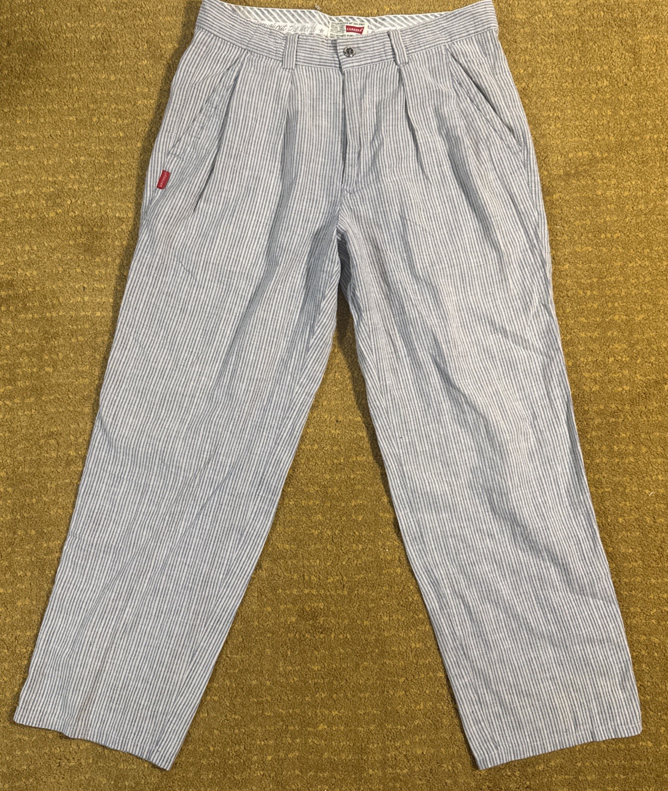 Vintage 80s Carrera Jeans 630 Striped Trousers Made in Italy Deadstock Men 34