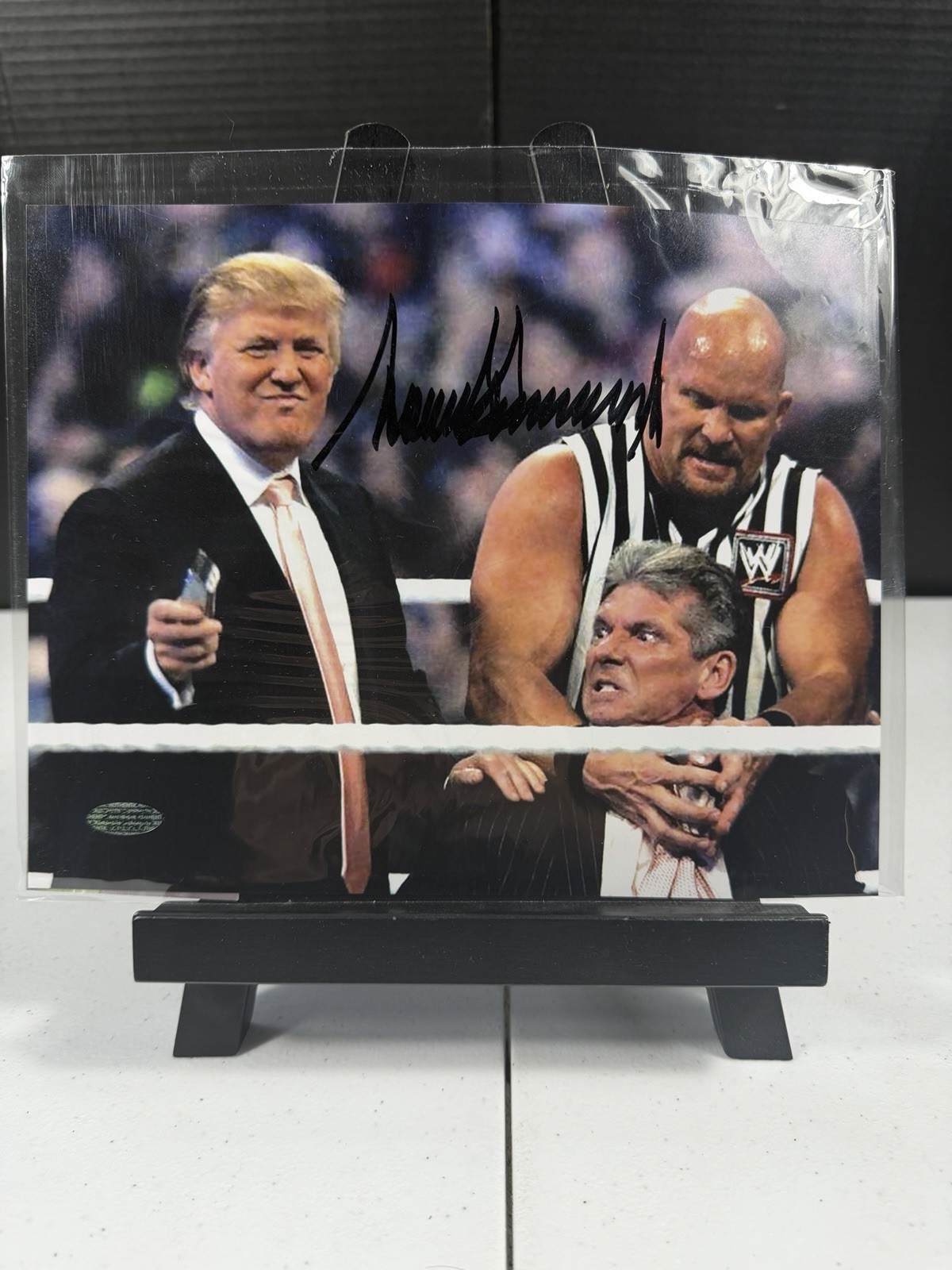 Donald Trump Signed 8x10 Photo WrestleMania 23 Vince McMahon Stone Cold COA