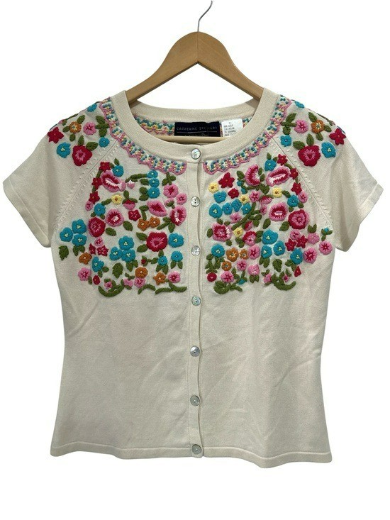 Catherine Stewart for BellePointe Silk Blend Embroidered Floral Sweater - M