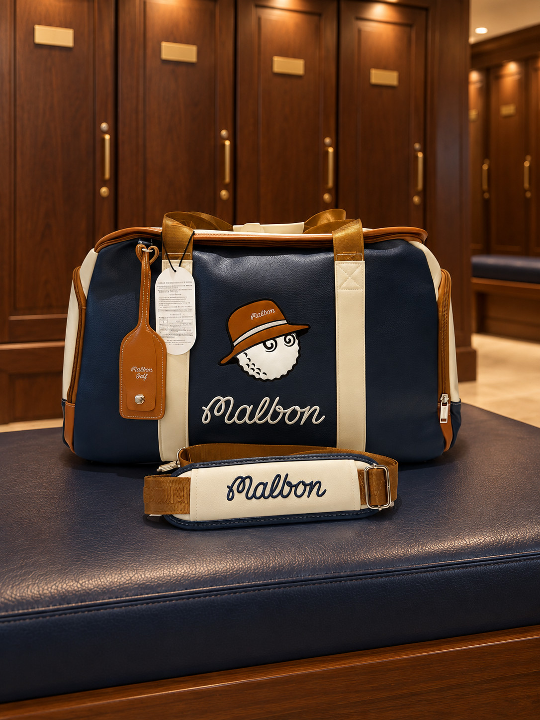 Malbon Golf Blue Weekender Duffel Bag w/ Strap & Tag - 