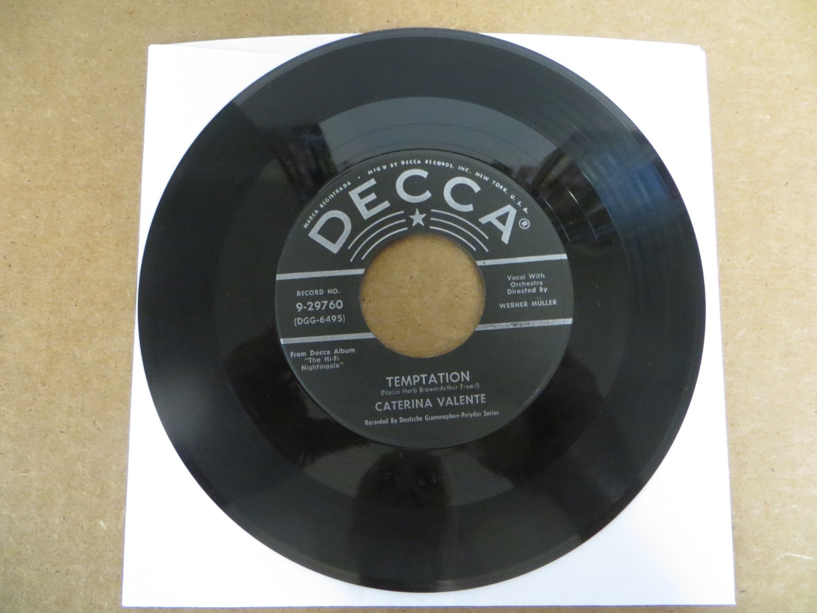 Caterina Valente – Temptation / Siboney - 1956 - Decca 9-29760 7\