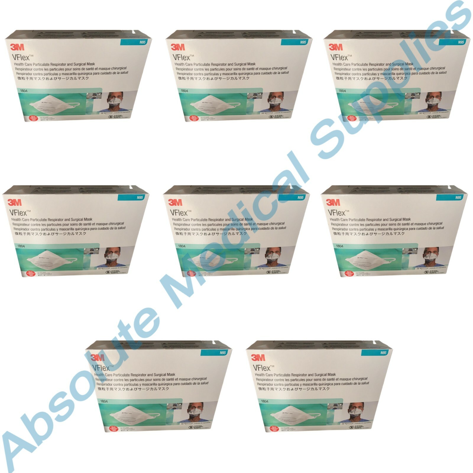 *400-Pieces* 3M VFlex Particulate Respirator NIOSH N95 Surgical Face Mask 1804