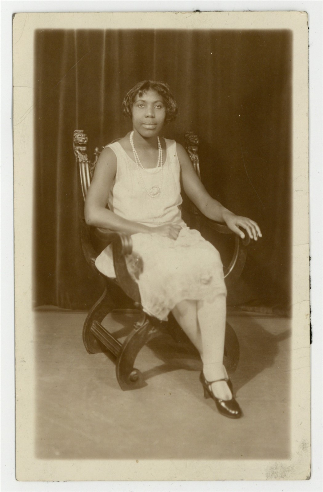 African American Woman 1930 Dignified Black Lady Sitting In Chair White Dress African American Woman 1930 Dignified Black Lady Sitting In Chair White Dress