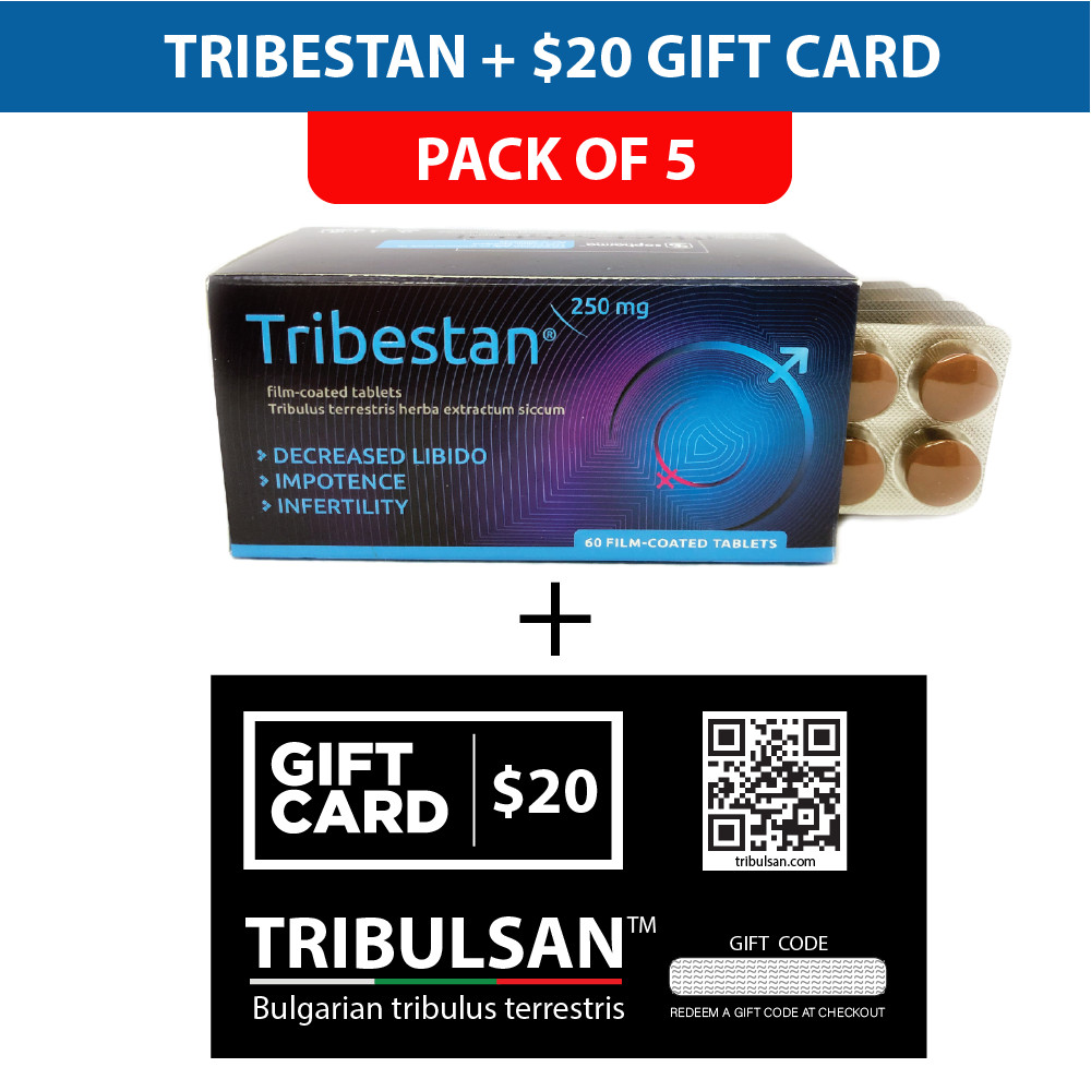 5x ORIGINAL Tribestan 250 mg x 60 tabs by Sopharma + $20 GIFT CARD