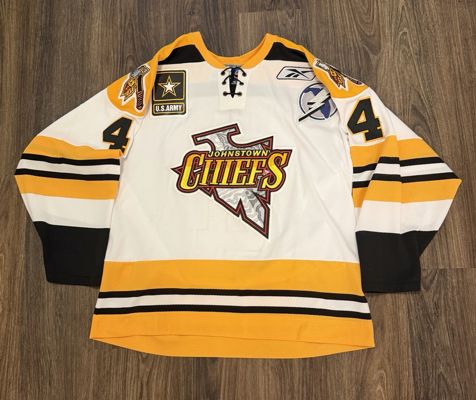 Vintage Johnstown Chiefs Weber 4 Reebok ECHL Hockey Jersey Size Large Rare Sewn Vintage Johnstown Chiefs Weber 4 Reebok ECHL Hockey Jersey Size Large Rare Sewn