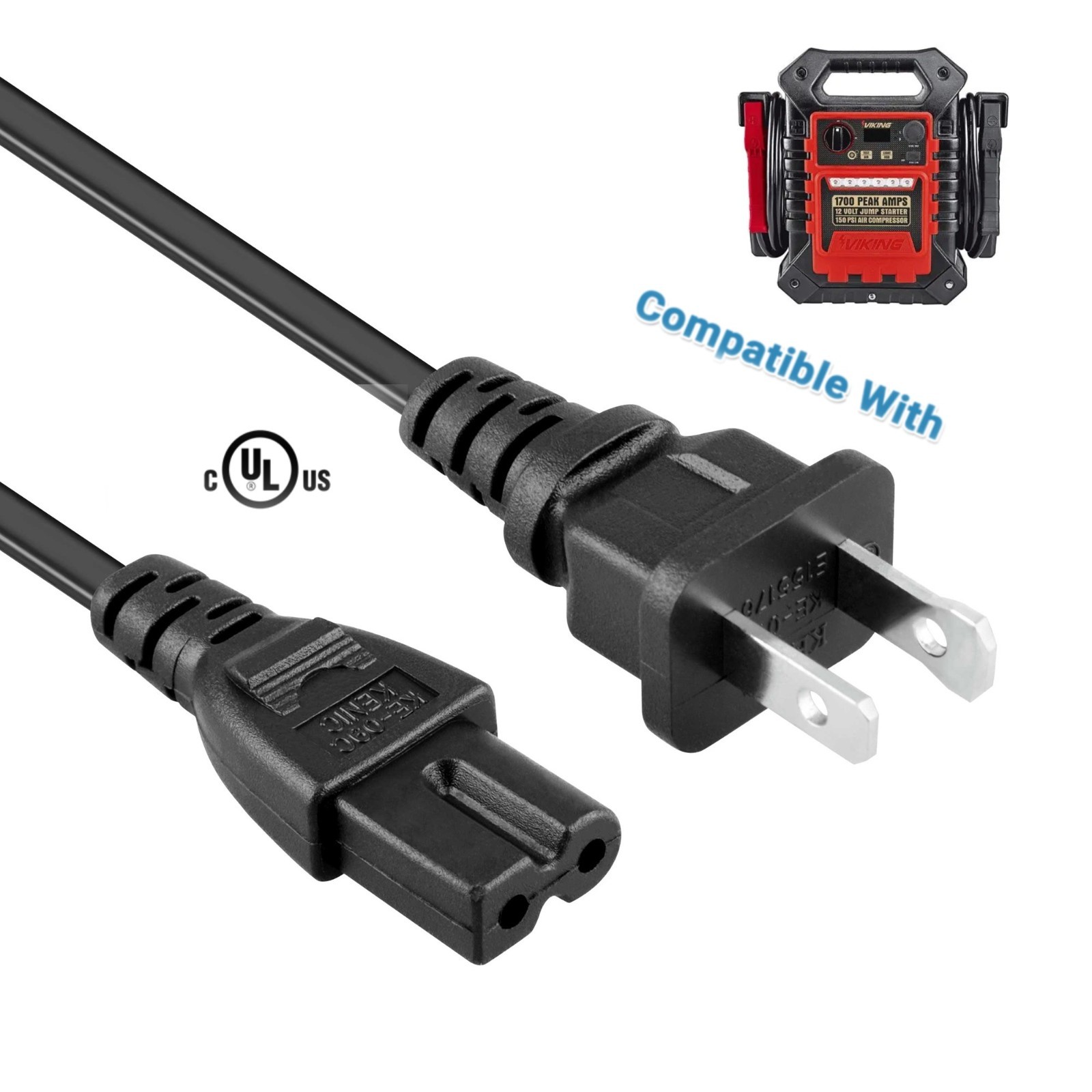 UL Power Cord for Viking 1700 Peak Amp Portable Jump Starter 57044 57084 57085