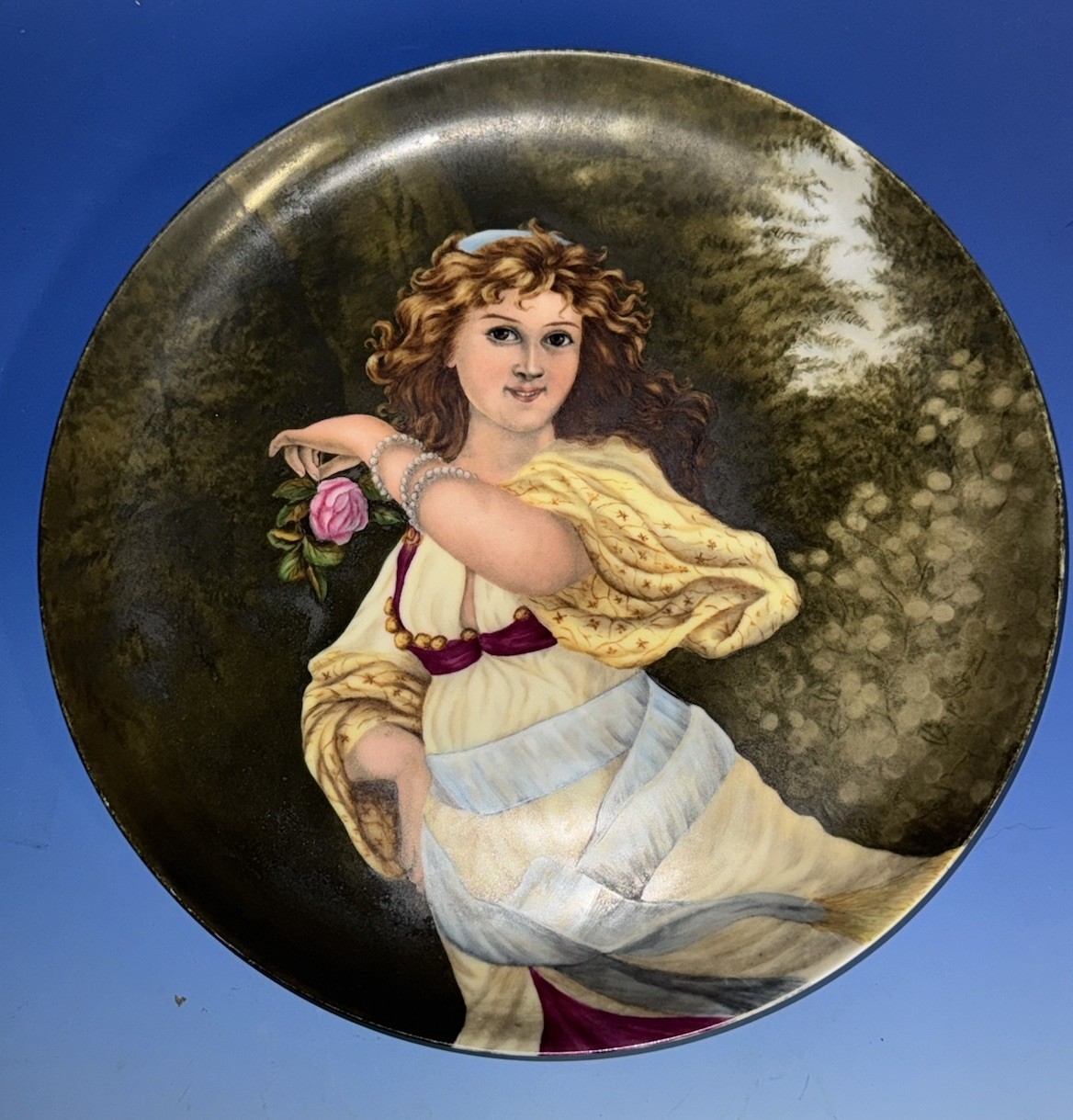 Antique Haviland Limoges hand-painted porcelain cabinet plate Victorian