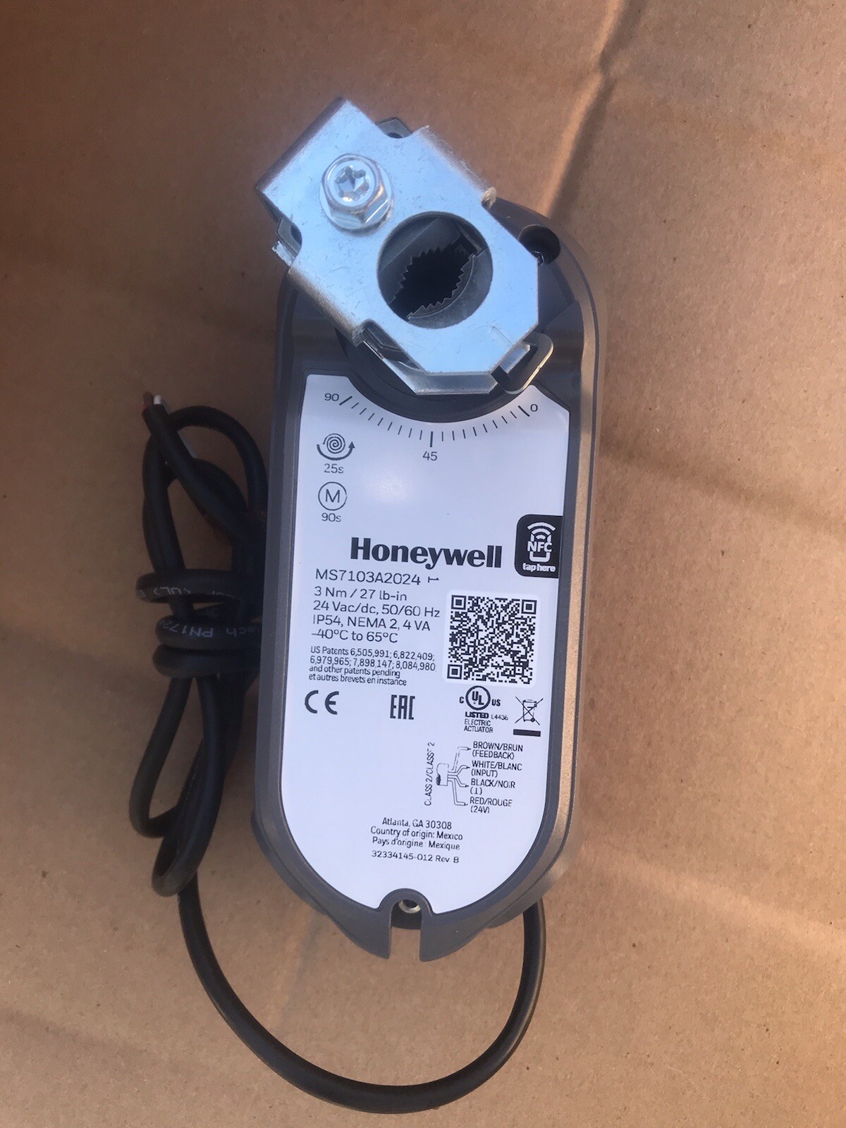 Honeywell MS7103A2024 Direct Coupled Damper Actuator 27 lb-in 24V Spring Return Honeywell MS7103A2024 Direct Coupled Damper Actuator 27 lb-in 24V Spring Return