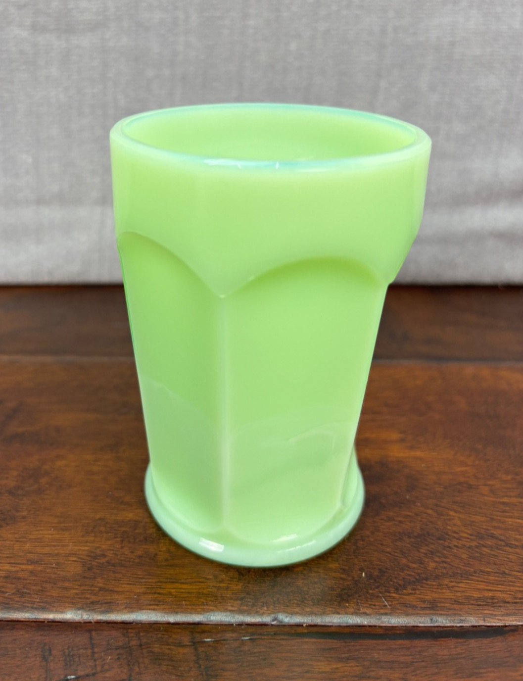 Vintage Fenton Jadeite Green Glass Paneled Water Tumbler Cup MCM Retro Decor Vintage Fenton Jadeite Green Glass Paneled Water Tumbler Cup MCM Retro Decor