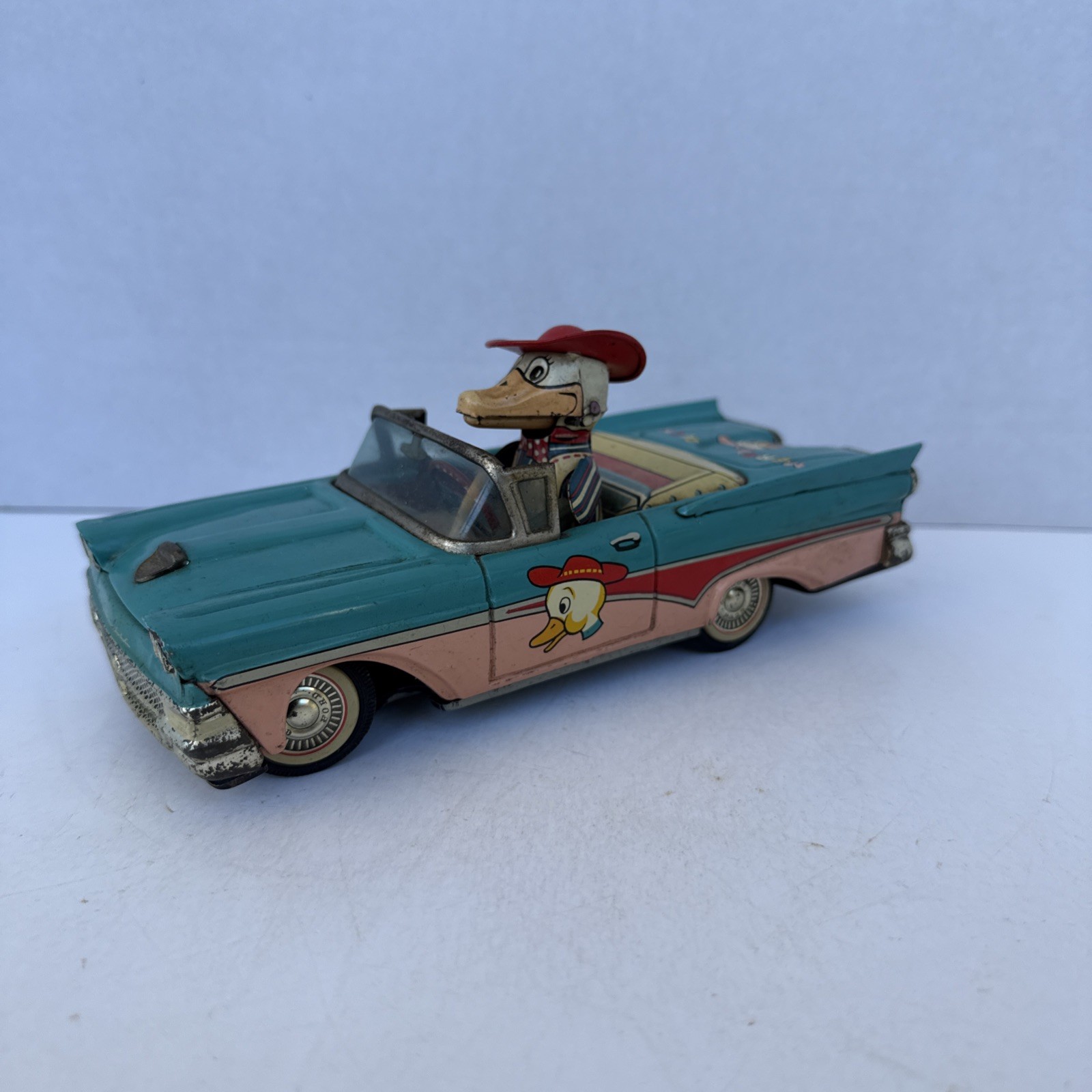 Vintage Rare Tin Toy Friction Car Ford Fairlane MERRY DUCK Alps 50's Japan