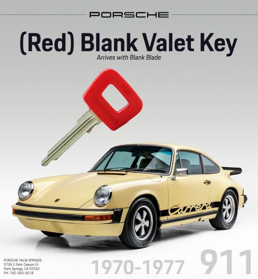 Genuine 1970-1977 Porsche 911 Blank Red  Valet Key OEM 91453190311