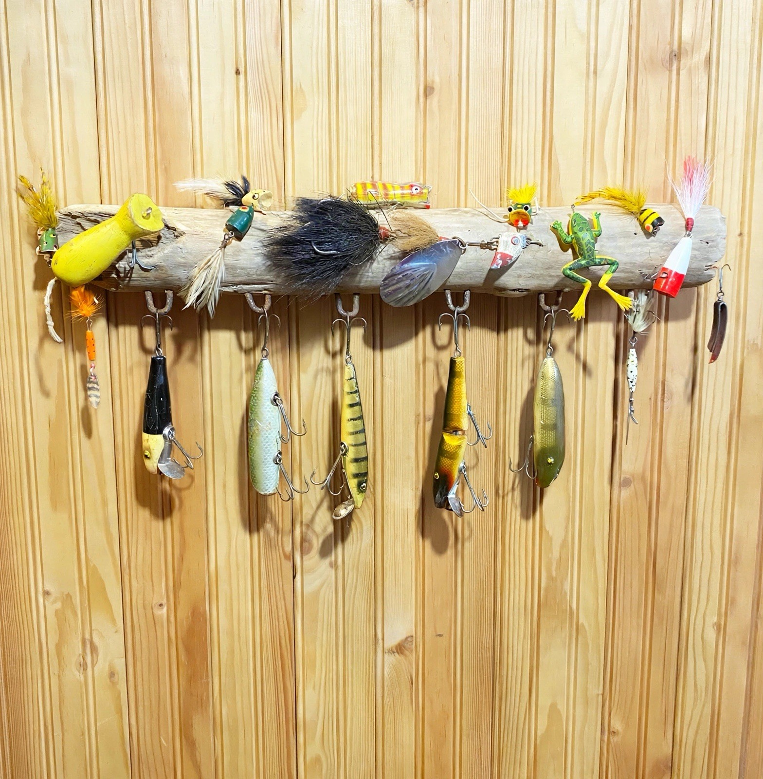 Vintage Fishing Lure Wall Art And Cabin Decor. Display Of Classic Fishing Lures