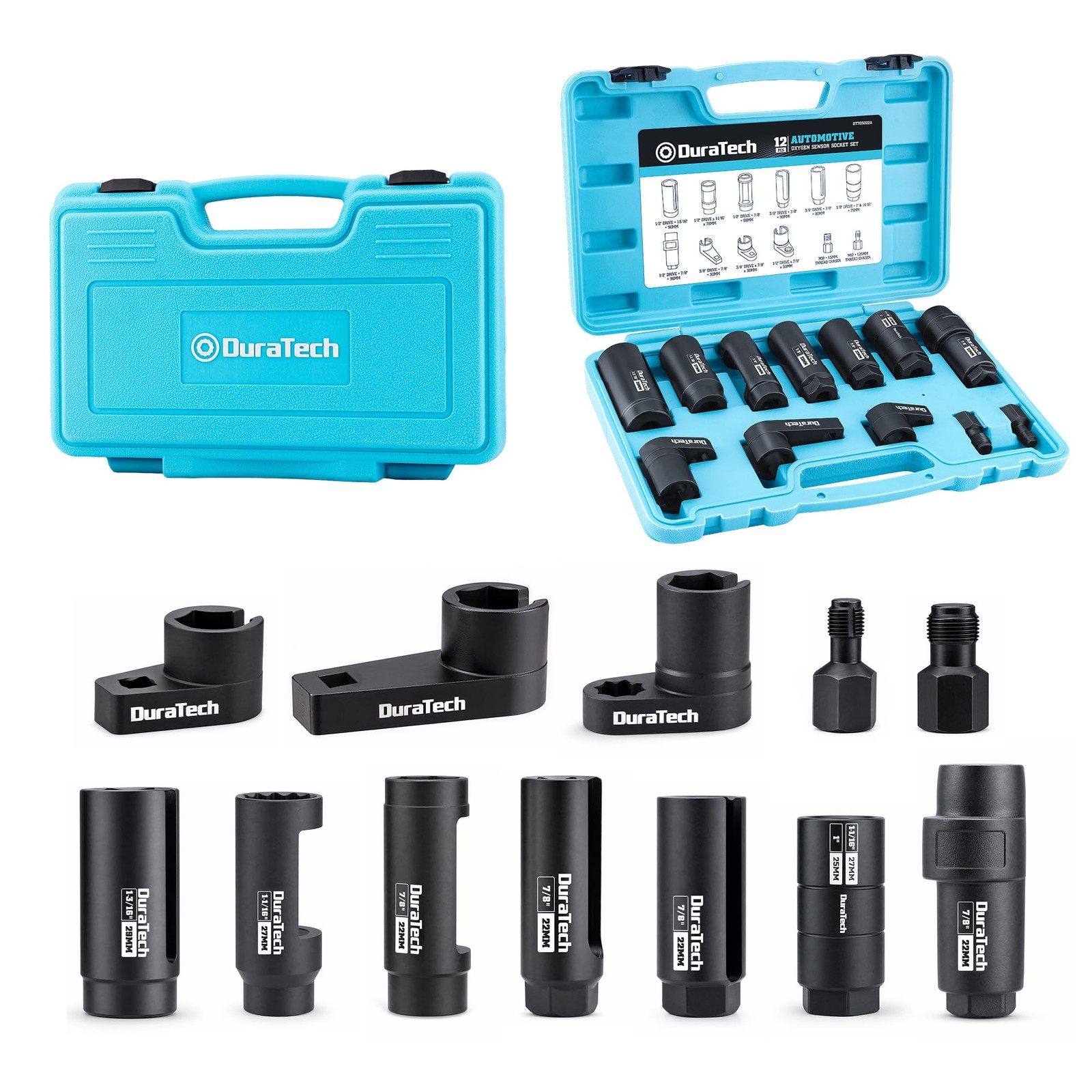 DuraTech 12-Piece Oxygen Sensor Socket Set, O2 Removal Tool Kit 12pcs DuraTech 12-Piece Oxygen Sensor Socket Set, O2 Removal Tool Kit 12pcs
