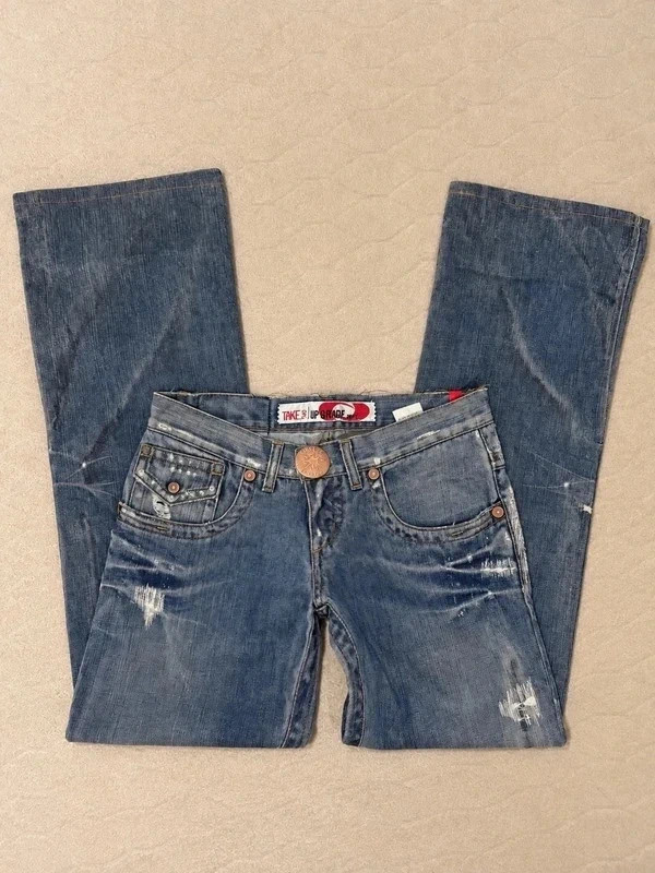 Take Two Rare Bootcut Flared Leg Fit Jeans Medium Blue Washed Denim Low Rise...