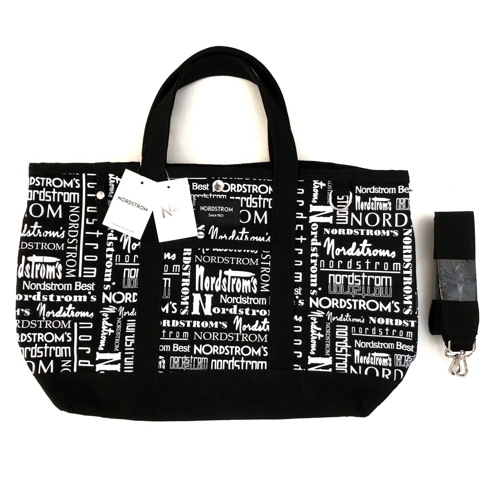 Nordstrom 125 Anniversary Canvas Black/White Logo Tote Bag Limited Edition NEW