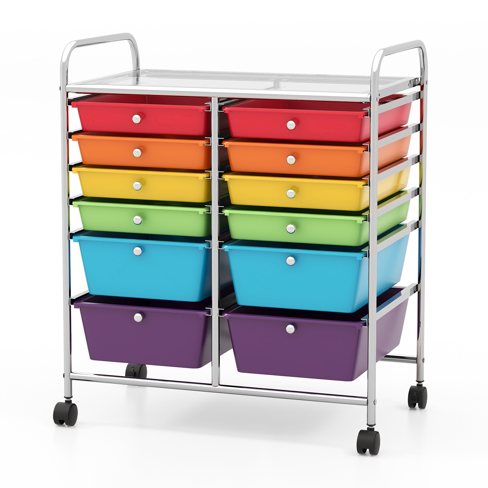 Costway 12 Drawer Rolling Cart Storage Paper Office School Organizer Multicolor