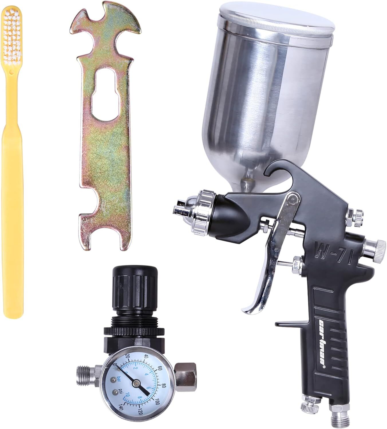CARTMAN Professional HVLP Spray Gun W-71, Aluminum Cup 13.6 oz Capacity, 8-10 CF CARTMAN Professional HVLP Spray Gun W-71, Aluminum Cup 13.6 oz Capacity, 8-10 CF