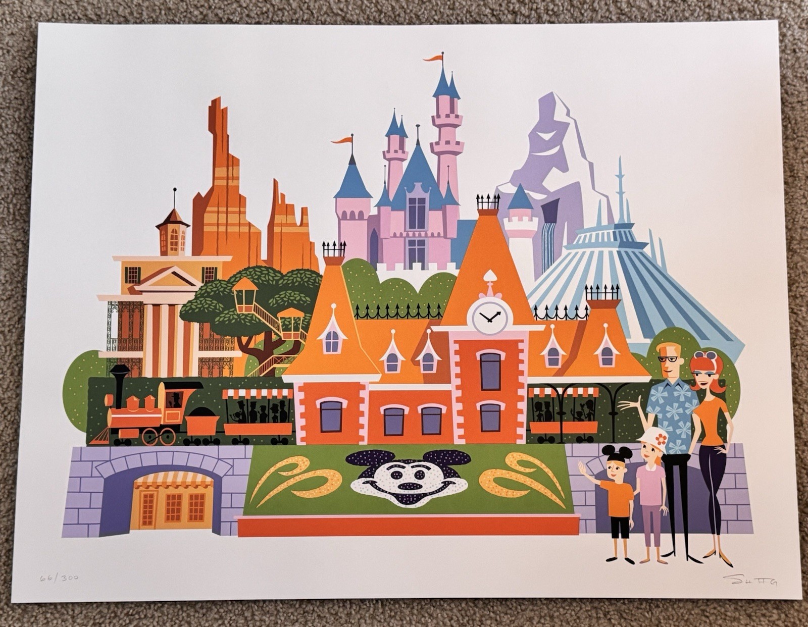 Josh Agle Disneyland Happiest Place On Earth Art Print S/# 300 COA Disney SHAG